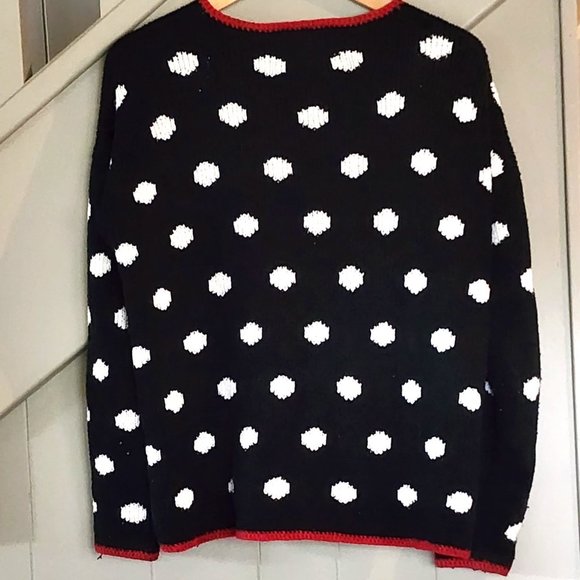 Very Cute Cotton Cardigan, Red Trim, Made in Peru, Approx. M/L - Picture 2 of 3